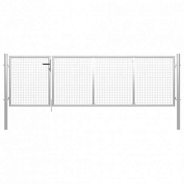 vidaXL Zahradní brána ocelová 350 x 100 cm stříbrná