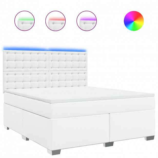 vidaXL Box spring postel s matrací bílá 180x200 cm umělá kůže
