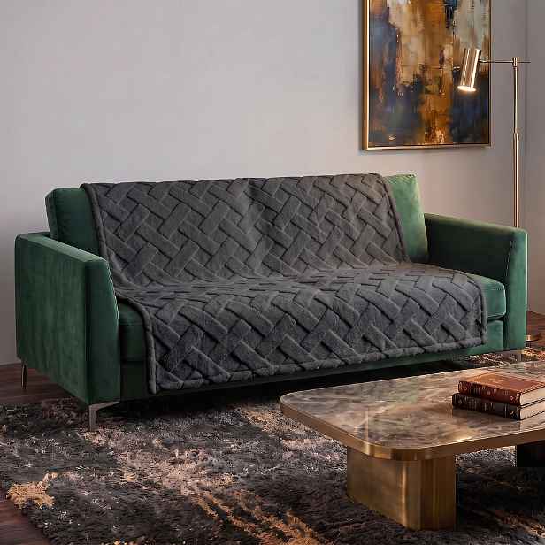 Přehoz na sedačku a pohovku CAROL tmavě šedý 170x210 cm