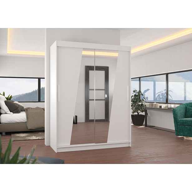 Šatní skříň se zrcadlem 150 cm DAFA - bílá