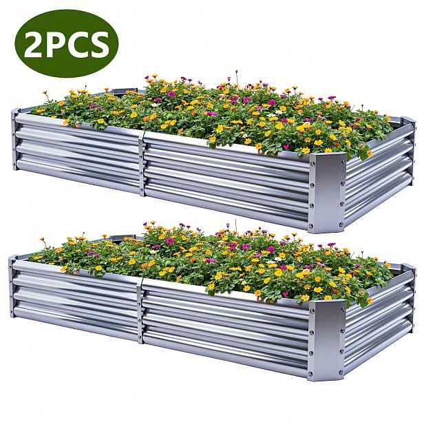 TEMU Sada 2 čtvercových vyvýšených zahradních truhlíků o rozměrech 6X3X1 stop (180 cm x 90 cm x 29 cm) pro venkovní použití, vyrobených z