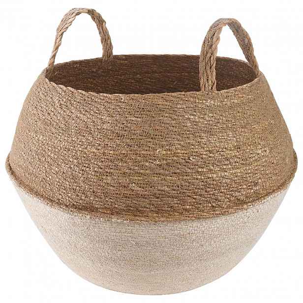 vidaXL Květináč s úchyty Bílá Ø 45 x 36 cm 100% mořská tráva