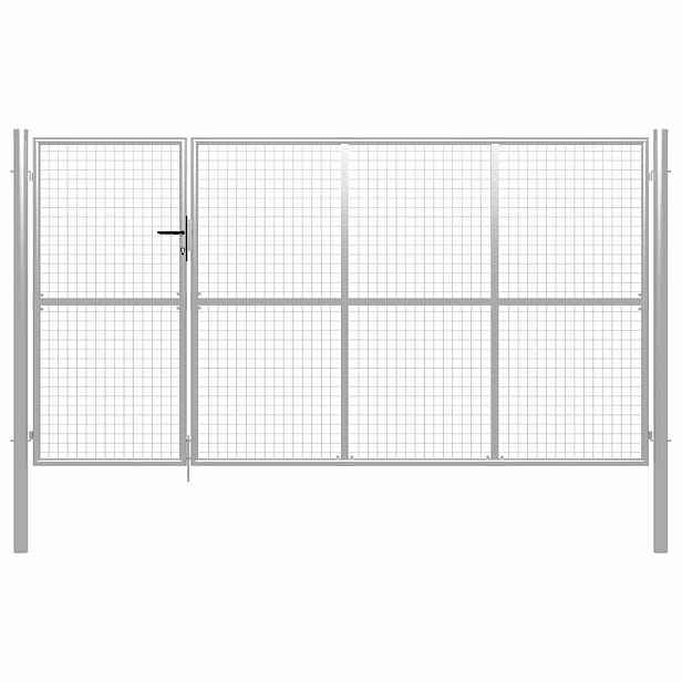 vidaXL Zahradní branka ocelová 350 x 150 cm stříbrná