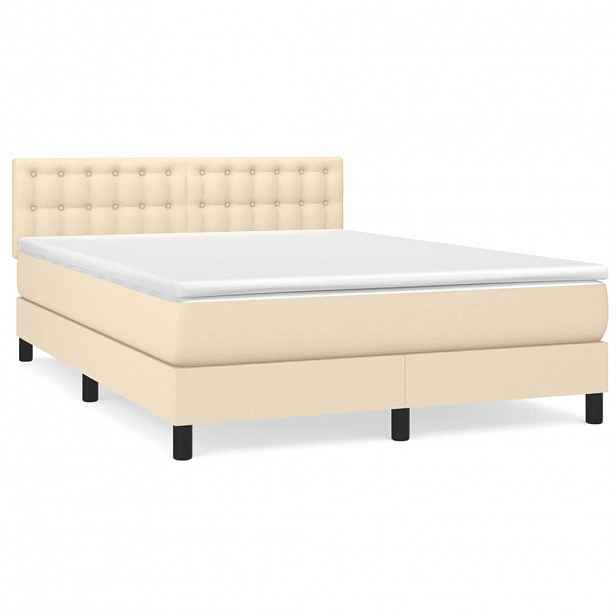 vidaXL Box spring postel s matrací krémová 140x190 cm textil