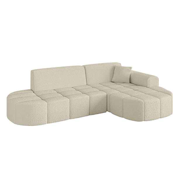 ALTDECOR ROHOVÁ SEDAČKA s otomanem, pravá LIVO-L1 252x173x79,5 Béžová Buklé