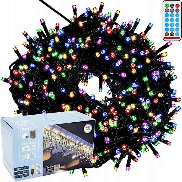 Solární Světelný Řetěz 240 Led 13 Funkcí Usb Multicolor Koopman