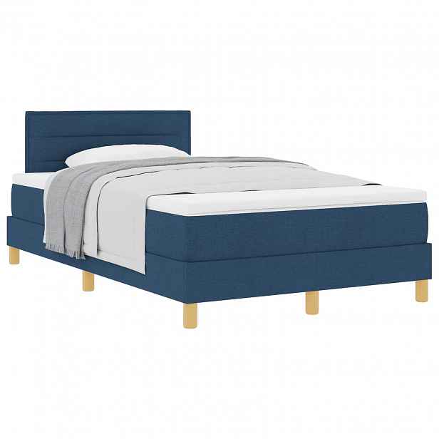 vidaXL Postel s boxspringem s polštářem Modrá 120 x 190 cm textil