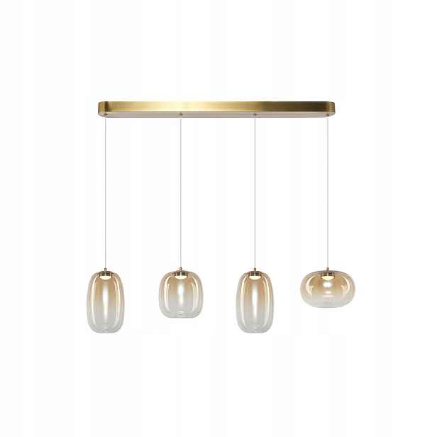Závěsná lampa Milagro Vaso Amber 15W Led 1689lm 4 body, zlatá, nastavitelná