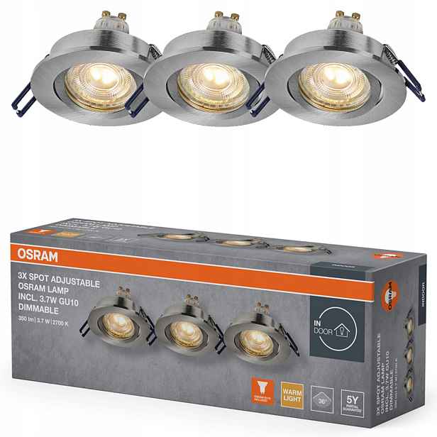 3x Podomítkové stropní svítidlo Halogenové Led Spot 3.7W GU10 2700K Pohyblivé
