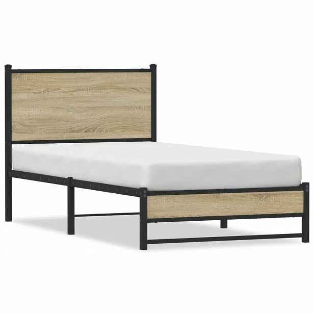 vidaXL Kovový rám postele bez matrace dub sonoma 80 x 200 cm
