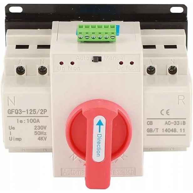 Automatický přepínač přenosu napájení 125A 230V 2P 30KA