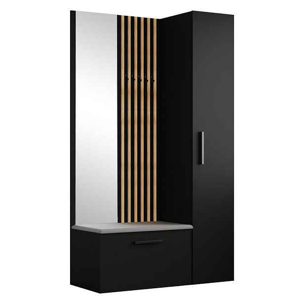 MASSENO MODERNÍ PŘEDSÍŇOVÁ SESTAVA MODULO, 120,6/204/40 cm, černá