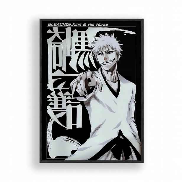 Obraz Bleach White Ichigo Anime Plakát Rámeček Dřevěný Černý 30x42 cm
