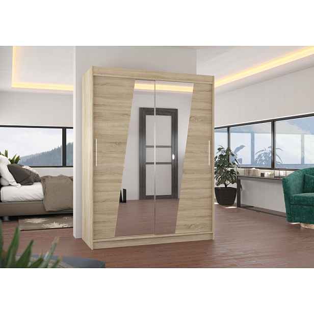 Šatní skříň se zrcadlem 150 cm DAFA - dub sonoma
