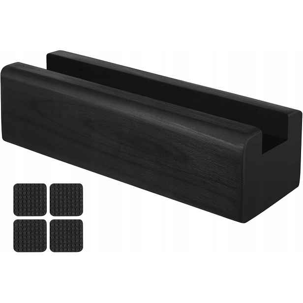 Stojan na Zrcadlo Podlahový dřevěný držák Stabilní 25x7x7 cm Černý