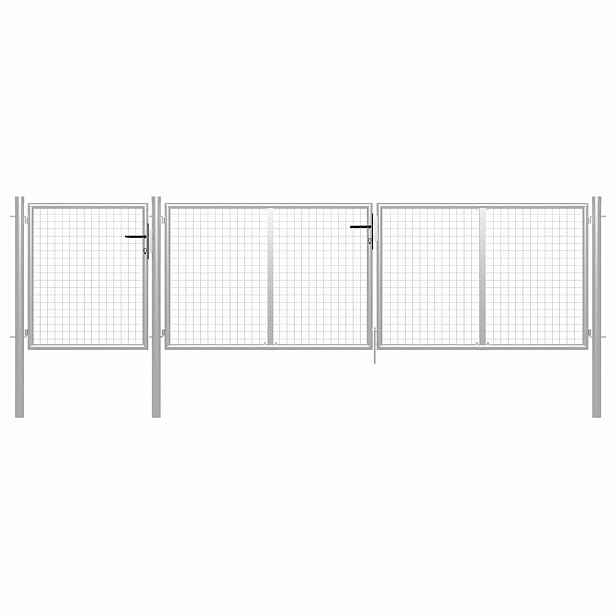vidaXL Zahradní brána ocelová 400 x 100 cm stříbrná