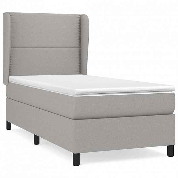 vidaXL Box spring postel s matrací světle šedá 90x200 cm textil