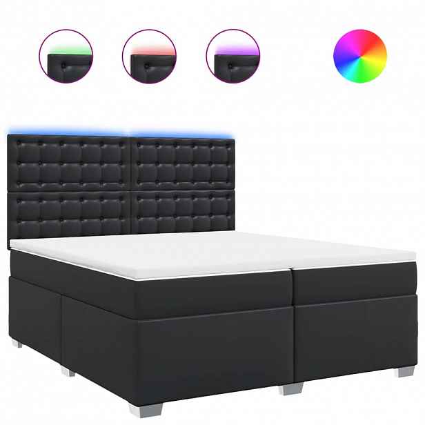 vidaXL Box spring postel s matrací černá 200x200 cm umělá kůže