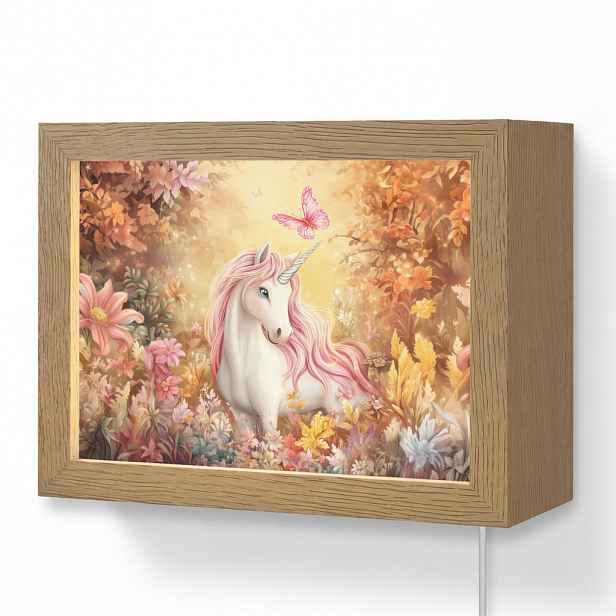 OnlyWow NÁSTĚNNÁ LAMPA Jednorožec - Květiny - Motýl - Růžová 20x15 cm