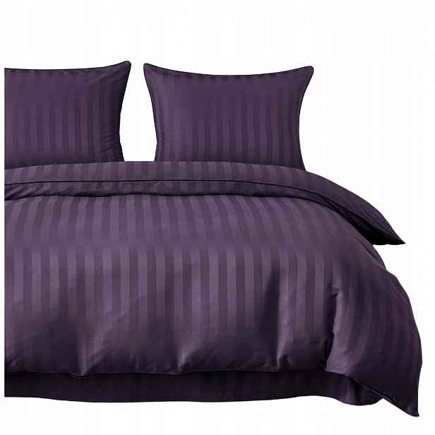 Povlečení s lamou 220x200 2x70x80 Fialová Adamášková pruhy Elegantní