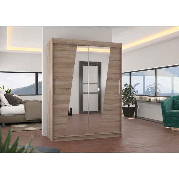 Šatní skříň se zrcadlem 150 cm DAFA - dub lanýž