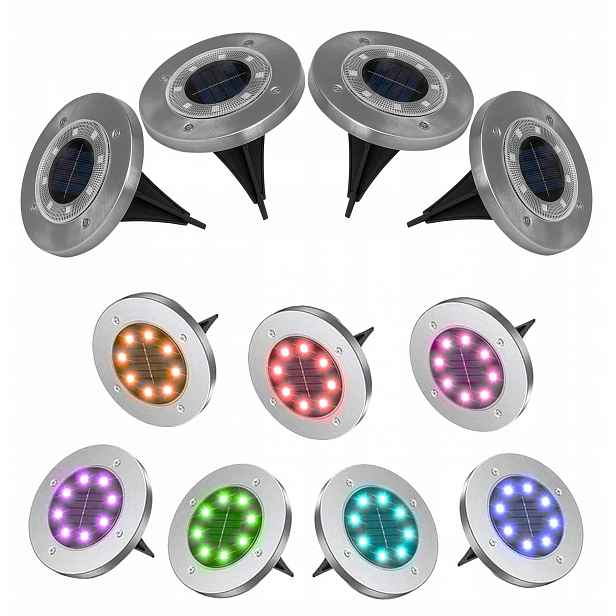 Solární lampa nájezdová lampa Rgb, barva 12 ks