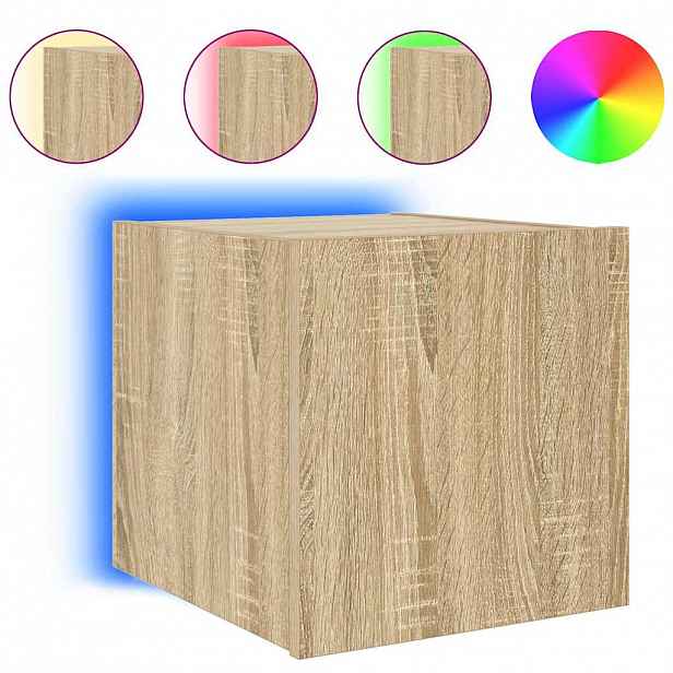 vidaXL Nástěnná TV skříňka s LED osvětlením dub sonoma 30,5x35x30 cm