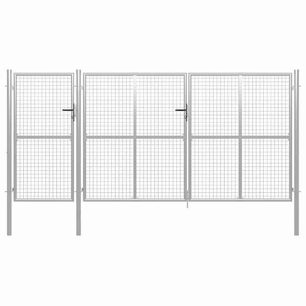 vidaXL Zahradní brána ocelová 400 x 150 cm stříbrná