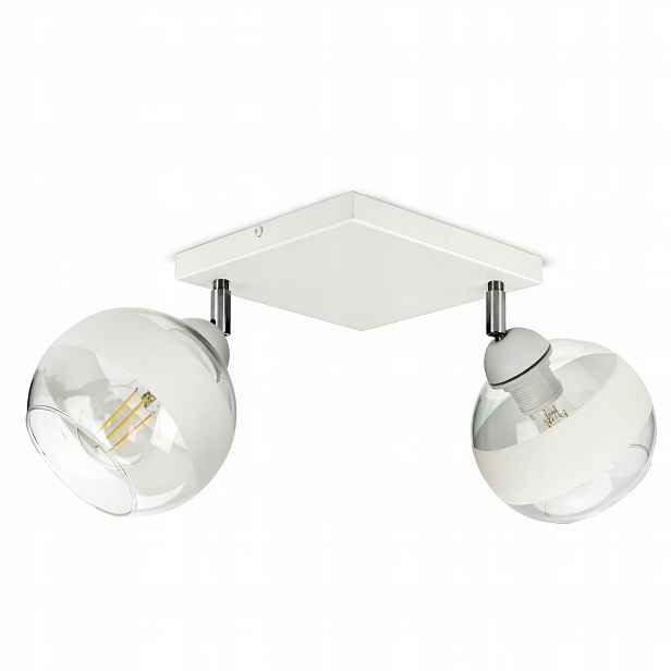 Závěsná stropní lampa Lustr Bílá Skleněné Koule Bílý Pás AG2 Led E27