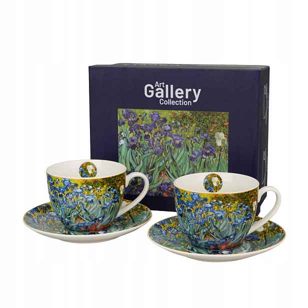2 šálky s podšálky Irises inspirované Van Goghem
