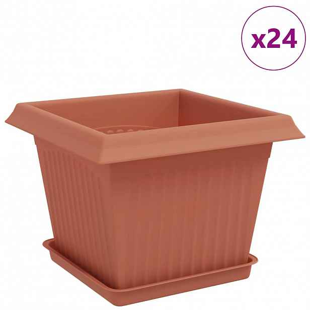 vidaXL Květináče 24 ks Cihlově červená Plast