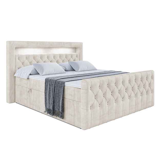 ALTDECOR KONTINENTÁLNÍ POSTEL s matrací H3 - AURORA - 200x200 cm Béžová