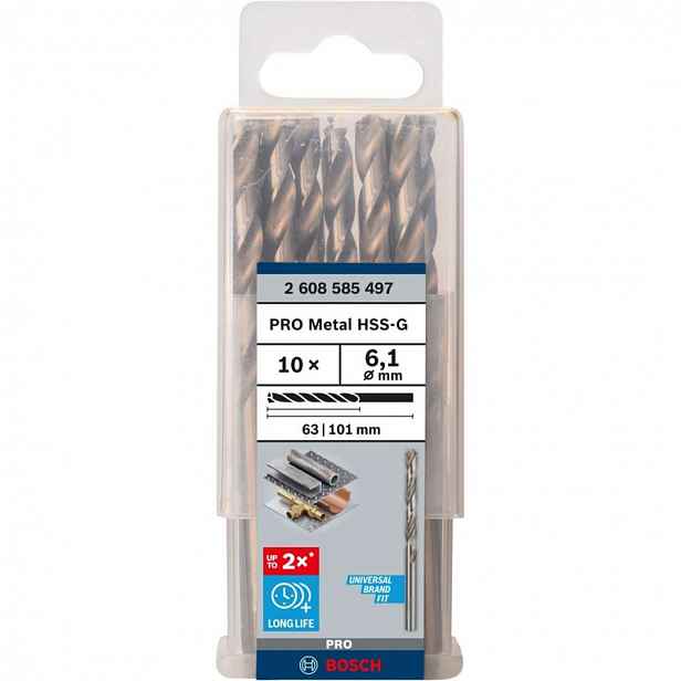 Bosch - Sada vrtáků do kovu, 6,1x101 mm, 10 ks 2608585497