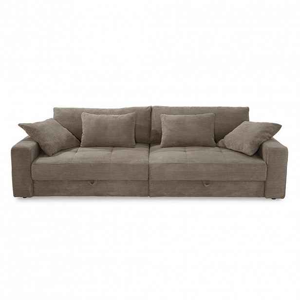 luma-home VELKÁ POHOVKA se 2 úložnými prostory, velkým úložným prostorem, 274 × 113 × 84 cm (Š×H×V), ležecká plocha 103 × 241 cm, manšestr hnědá taupe