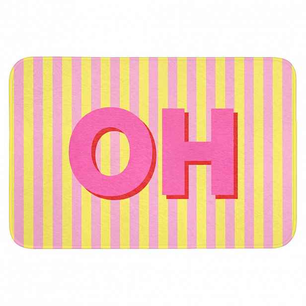 OnlyWow KOUPELNOVÁ PŘEDLOŽKA Text - Pruhy - Růžová 90x60 cm