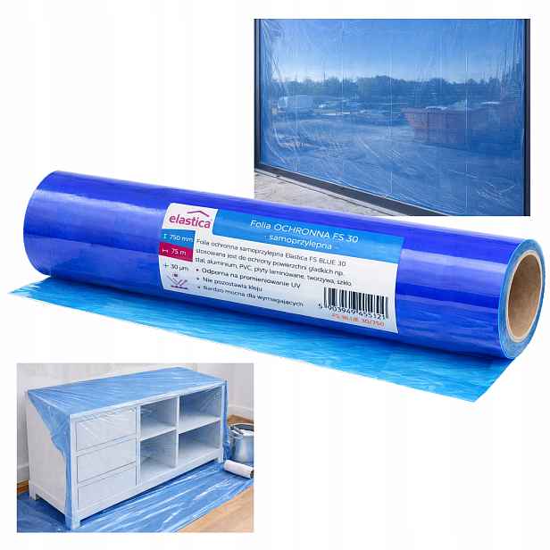 Samolepicí Ochranná Fólie Modrá 75 CM x 75 M Uv Na Okna A Skla Remonty