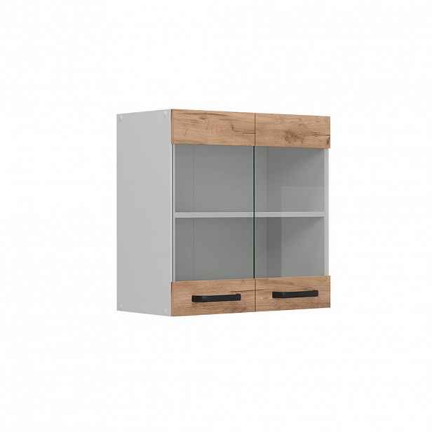 Vicco SKLENĚNÁ KUCHYŇSKÁ SKŘÍŇKA R-Line Zlatý mocný dub 60 cm