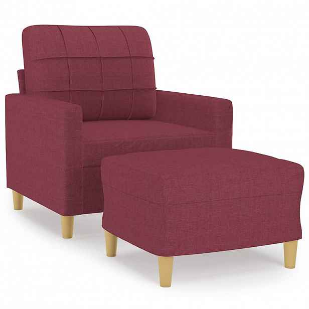 vidaXL Křeslo s podnožkou vínové 60 cm textil