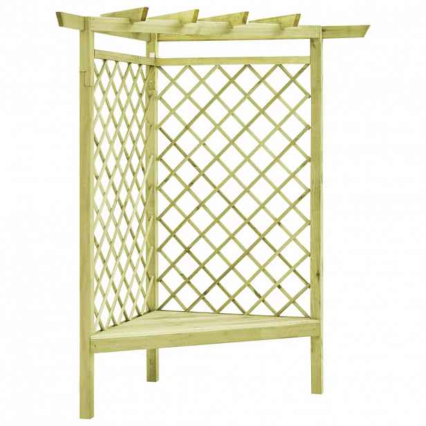 vidaXL Rohová pergola s lavicí 130x130x197 cm impregnovaná borovice