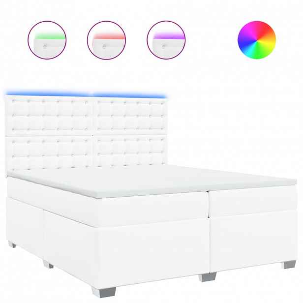 vidaXL Box spring postel s matrací bílá 200x200 cm umělá kůže
