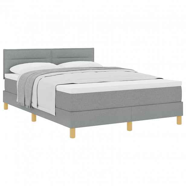 vidaXL Postel s boxspringem s čelo Světle šedá 140 x 190 cm textil