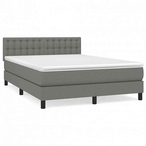 vidaXL Box spring postel s matrací tmavě šedá 140x200 cm textil