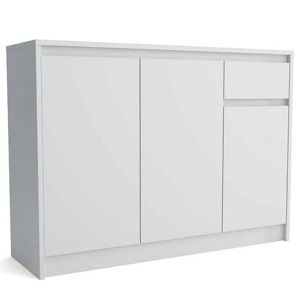 MASSENO KOMODA ASTORRE, 113/82/33 cm s 1 zásuvkou a 3 dvířky, bílá