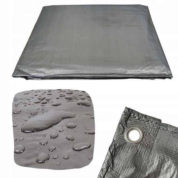 Plachta 120 g/m2 Silná 4x8 Stříbrná Voděodolná Uv++