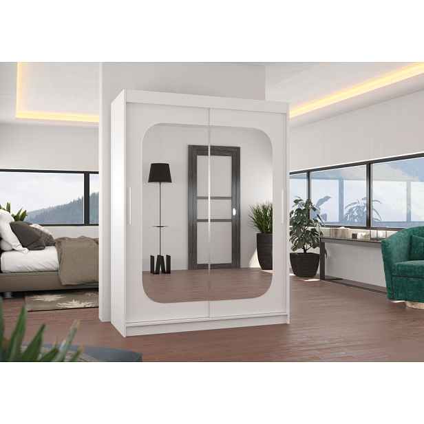 Šatní skříň se zrcadlem 150 cm QUELA - bílá
