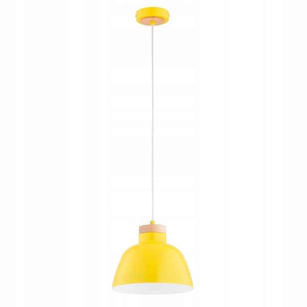 Závěsná lampa Alfa Lorien Skandinávská žlutá s dřevem 1xE27 15W