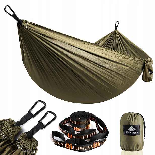 Houpací síť bez tyče Naturefun zelená 300 kg 275 x 140