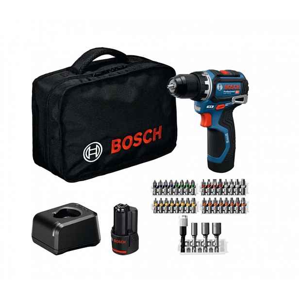 Bosch - 12V AKU vrtací šroubovák GSR 12V-32 s příslušenstvím, 2x aku 2,0 Ah Li-Ion, nabíječka 06019N7004