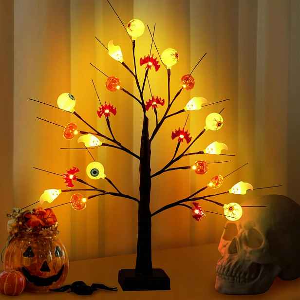 Dekorativní světelný stromek na Halloween, pro vnitřní použití, 24 Led diod