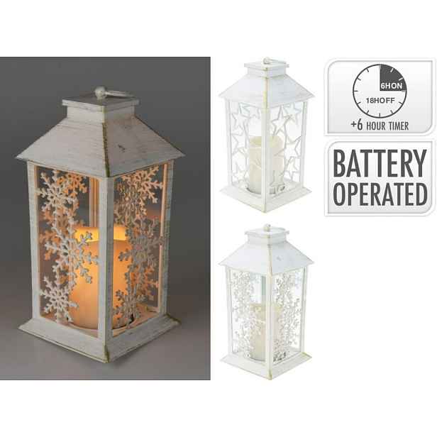 lucerna 28x cm, LED osv., 2 druhy, bílá, kov